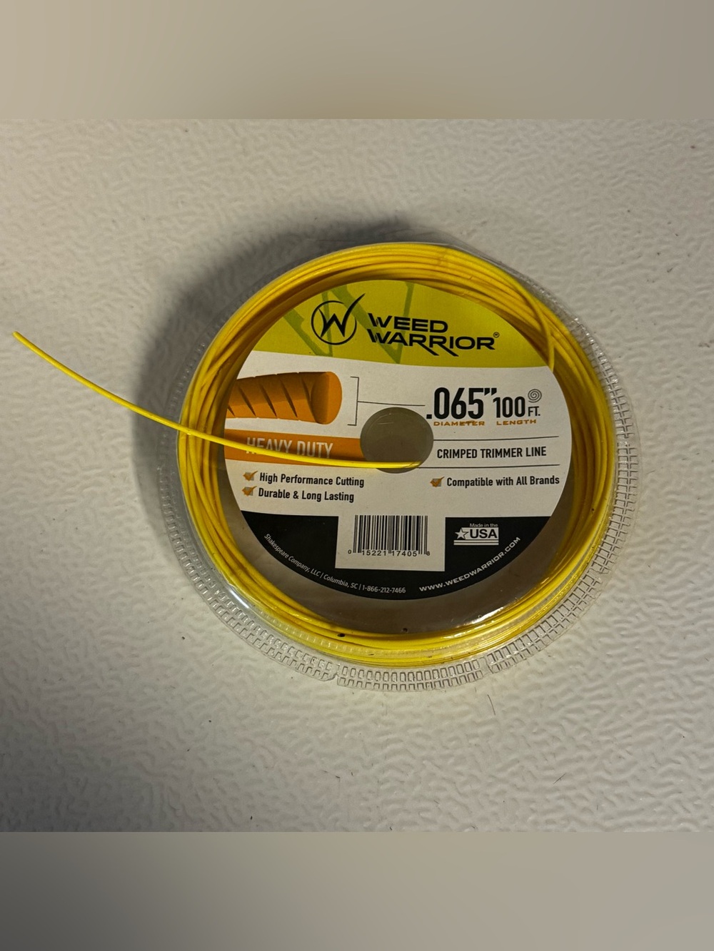 Yellow .065" Heavy Duty Trimmer Line - 100 ft